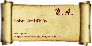 Mohr Arián névjegykártya